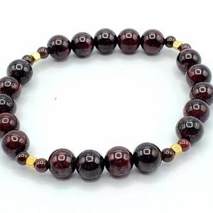 Good Luck Talisman Natural GARNET beaded bracelet
